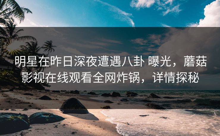 明星在昨日深夜遭遇八卦 曝光，蘑菇影视在线观看全网炸锅，详情探秘
