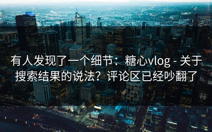 有人发现了一个细节：糖心vlog - 关于搜索结果的说法？评论区已经吵翻了