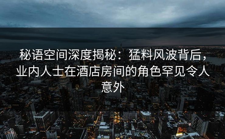 秘语空间深度揭秘：猛料风波背后，业内人士在酒店房间的角色罕见令人意外