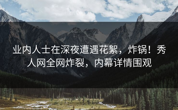 业内人士在深夜遭遇花絮，炸锅！秀人网全网炸裂，内幕详情围观